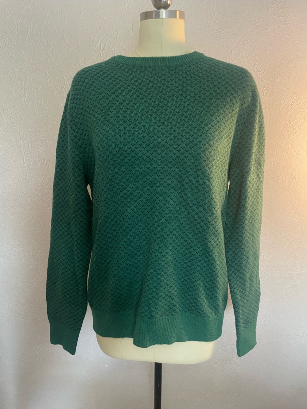 J. Crew Forest Green Textured Crewneck Sweater
